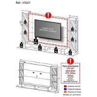 Painel Com Suporte Tv 60" E Espelho Nairóbi Multimóveis V3321 Branco Branco