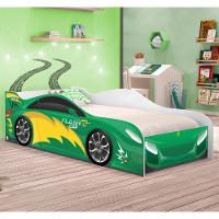 Cama Carro Menino Verde Solteiro Com Colchão - 1