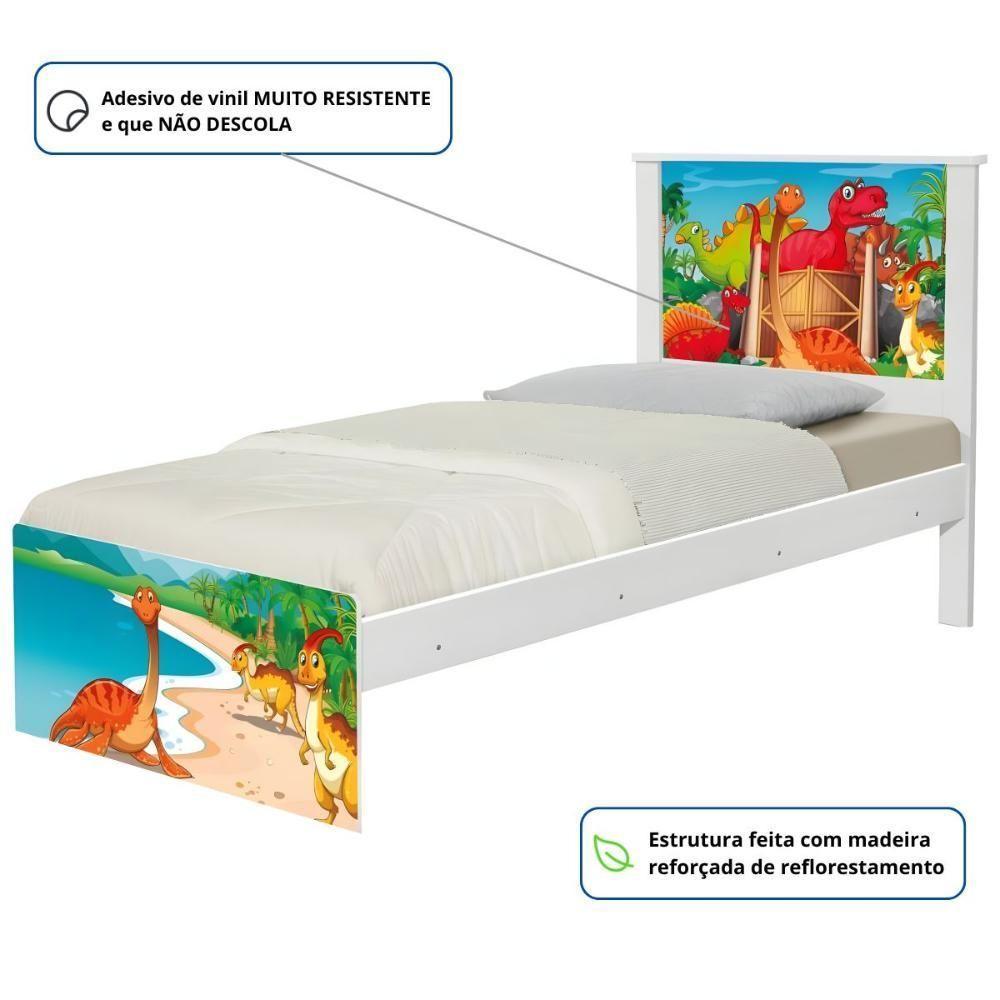 Cama Solteiro Com Cabeceira Adesivada Terra Dos Dinossauros - 3