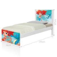 Cama Solteiro Com Cabeceira Adesivada Sereia Ruiva - 2