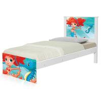 Cama Solteiro Com Cabeceira Adesivada Sereia Ruiva - 5