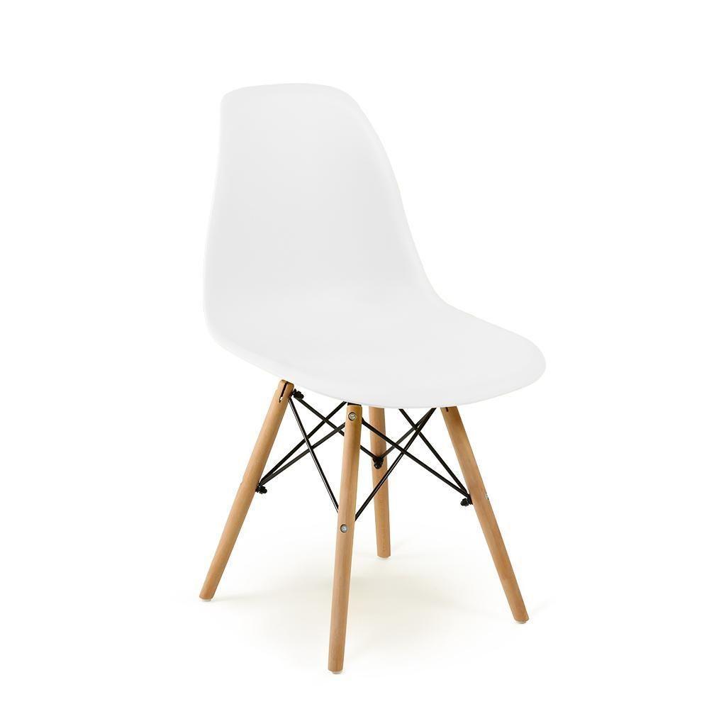 Conjunto 12 Cadeiras Charles Eames Eiffel Wood Base Madeira - Branca - 3
