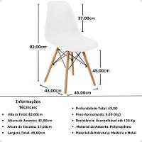 Conjunto 12 Cadeiras Charles Eames Eiffel Wood Base Madeira - Branca - 5