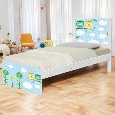Cama Solteiro Com Cabeceira Adesivada Corujinhas