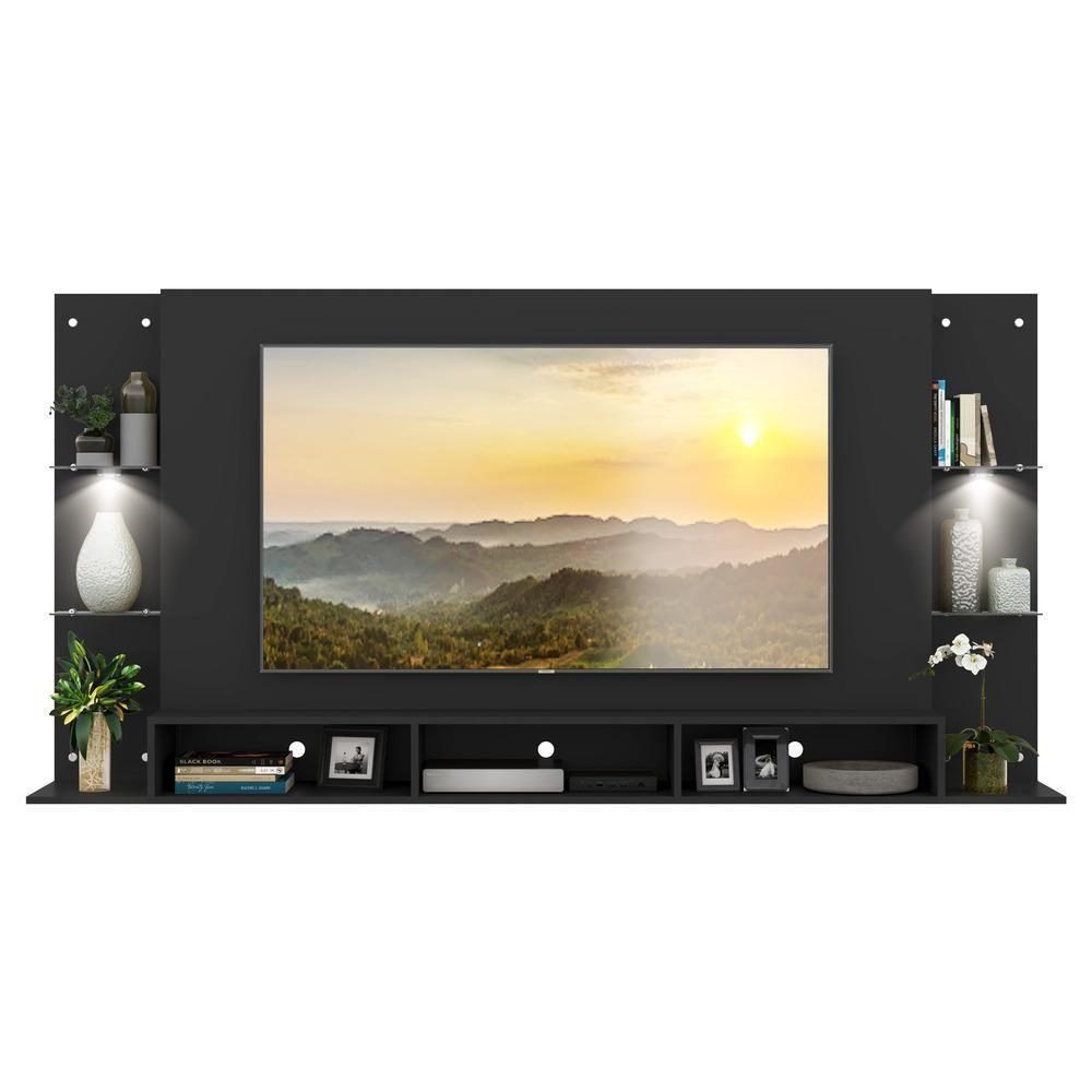 Painel Com Suporte Tv 65" E 2 Leds Vegas Premium Multimóveis V3673 Preto Preto - 4