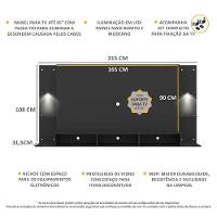 Painel Com Suporte Tv 65" E 2 Leds Vegas Premium Multimóveis V3673 Preto Preto - 6