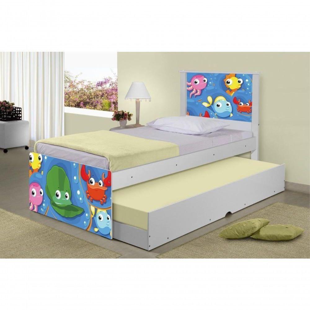 Bicama Juvenil Adesivada Fundo Do Mar Peixinhos Com Colchões - 3