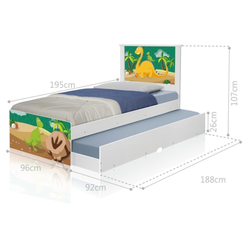 Bicama Juvenil Adesivada Dinossauro Com Colchões - 2