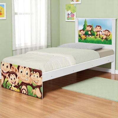 Cama Solteiro Com Cabeceira Adesivada Safari Macaquinhos