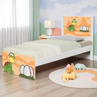 Cama Solteiro Com Cabeceira Adesivada Dinossauro Baby
