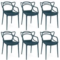 Kit 6 Cadeiras De Jantar Allegra Design Empilhável - Azul Marinho - 1