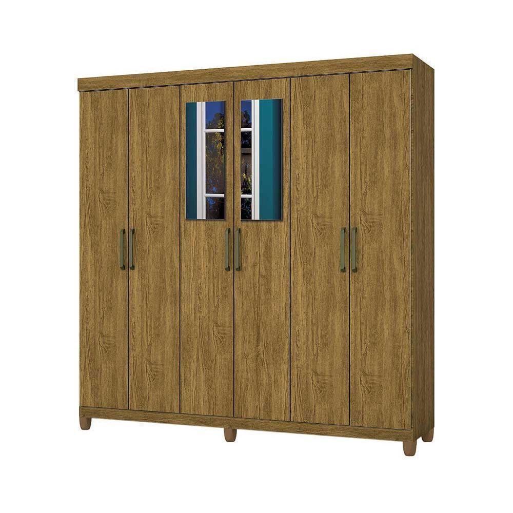Guarda Roupa R22 6 Portas 2 Gavetas Espelho Carioca Móveis Cinamomo - 1