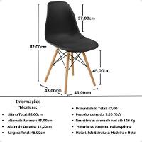 Conjunto 16 Cadeiras Charles Eames Eiffel Wood Base Madeira - Preta - 5