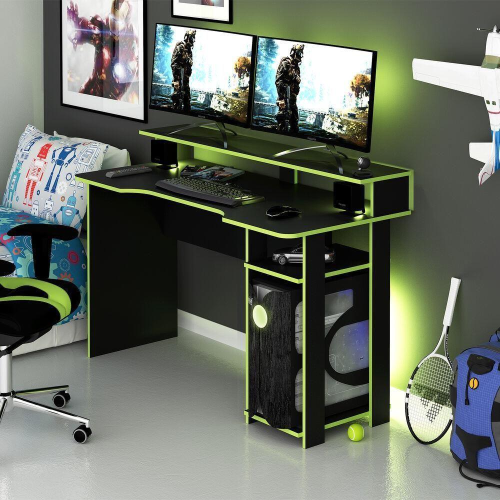 Mesa Gamer Multimóveis Cr25050 Preta/Verde - 2