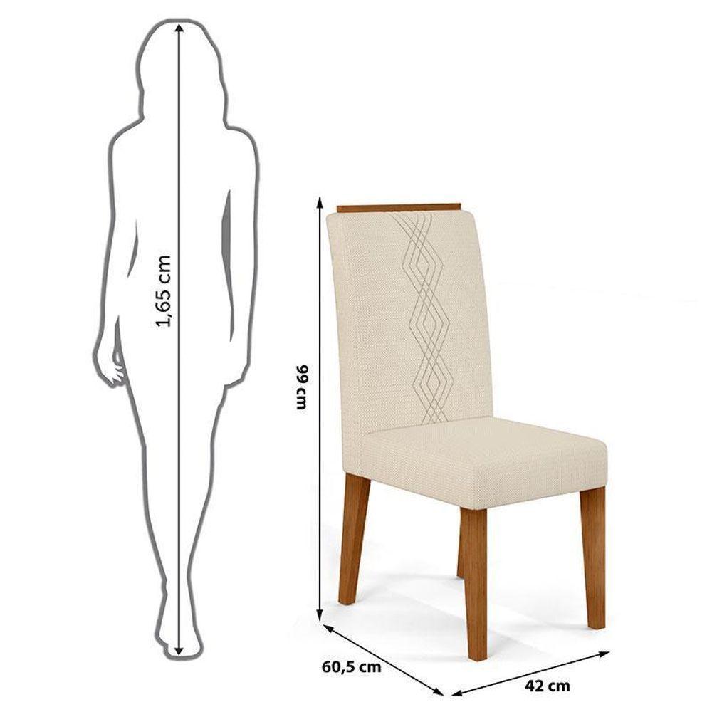 Cadeira Para Mesa De Jantar Yasmin Kit 2 Peças Freijó Linho Neve – Dj Móveis - 2
