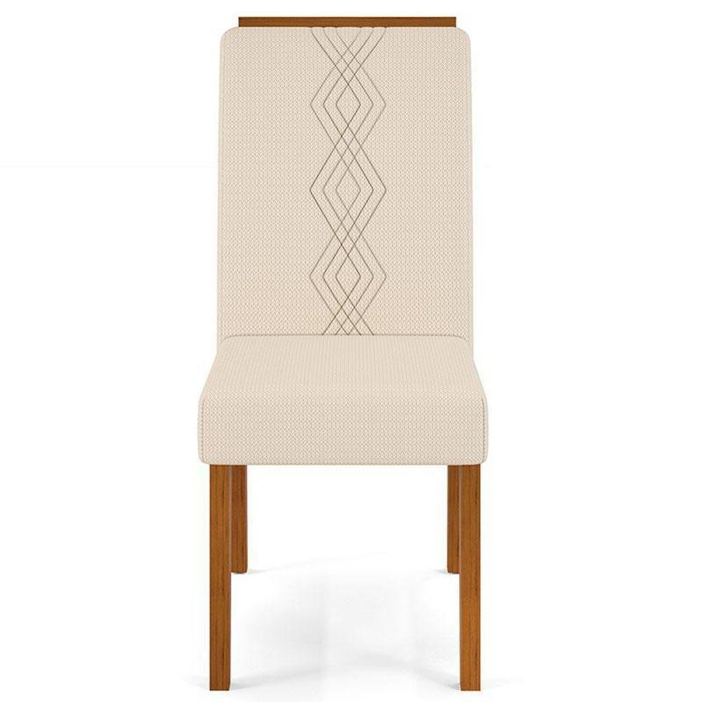 Cadeira Para Mesa De Jantar Yasmin Kit 2 Peças Freijó Linho Neve – Dj Móveis - 3