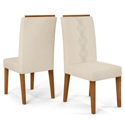 Cadeira Para Mesa De Jantar Yasmin Kit 2 Peças Freijó Linho Neve – Dj Móveis