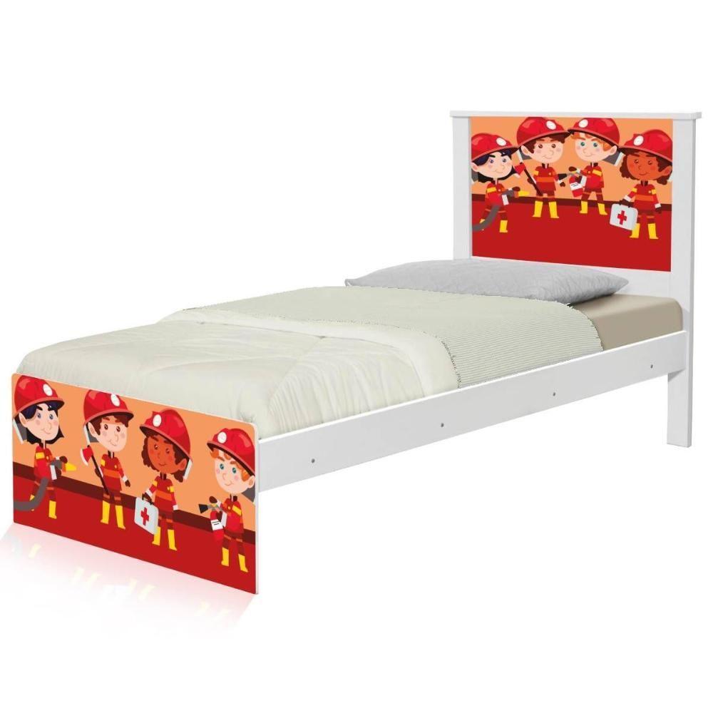 Cama Solteiro Com Cabeceira Adesivada Tropa De Bombeiros - 6