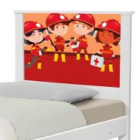 Cama Solteiro Com Cabeceira Adesivada Tropa De Bombeiros - 5