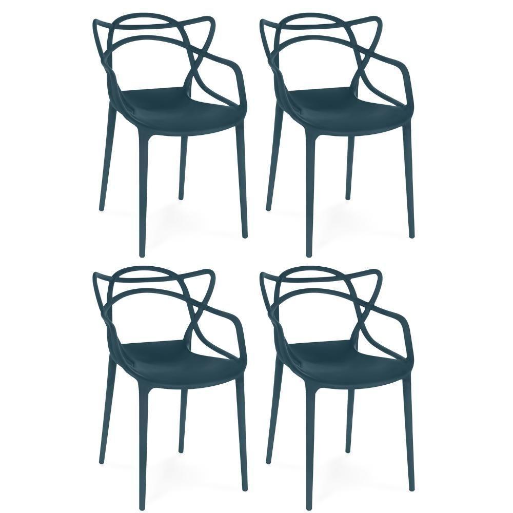 Kit 4 Cadeiras De Jantar Allegra Design Empilhável - Azul Marinho - 1