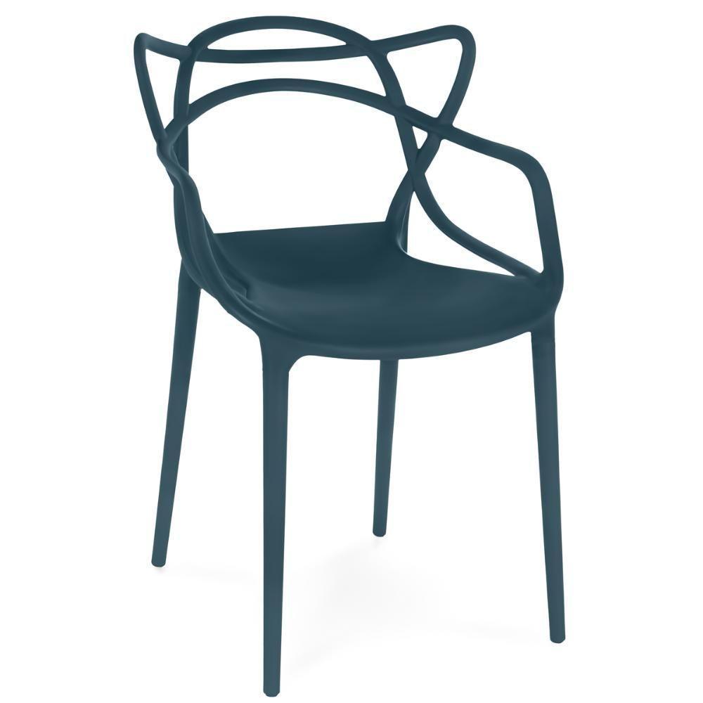 Kit 4 Cadeiras De Jantar Allegra Design Empilhável - Azul Marinho - 3