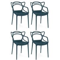 Kit 4 Cadeiras De Jantar Allegra Design Empilhável - Azul Marinho - 1