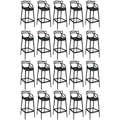 Kit 20 Banquetas Allegra Com Encosto Design Cozinha/bancada - Preto