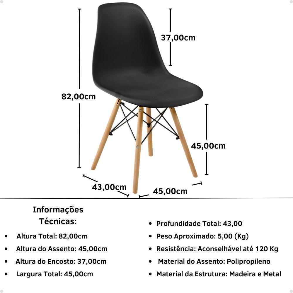 Conjunto 14 Cadeiras Charles Eames Eiffel Wood Base Madeira - Preta - 5