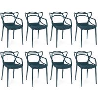Kit 8 Cadeiras De Jantar Allegra Design Empilhável - Azul Marinho - 1