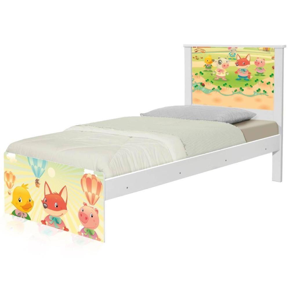 Cama Solteiro Com Cabeceira Adesivada Fazendinha Animais - 6