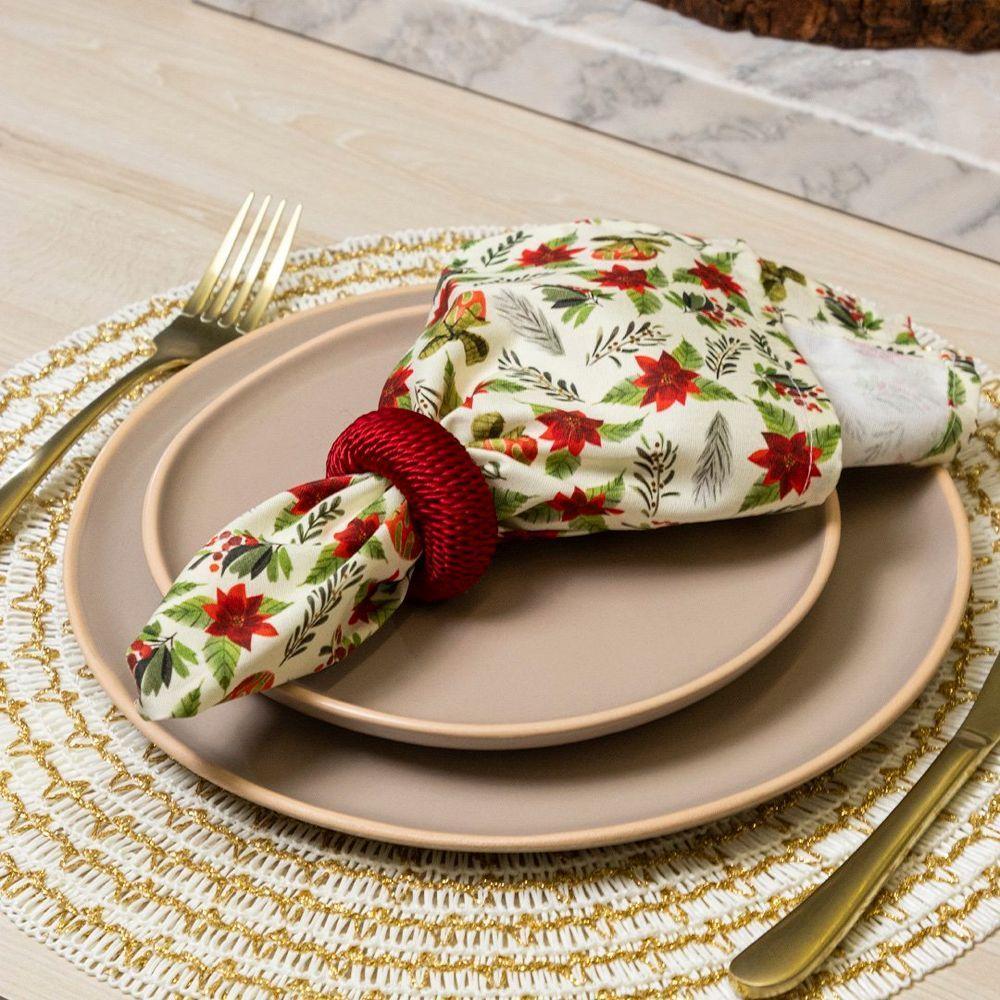 Guardanapo Copa E Cia 4 Peças Home 45x45cm Natal Flor De Natal - 2
