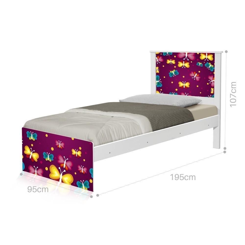 Cama Solteiro Adesivada Borboletas Com Colchão - 2