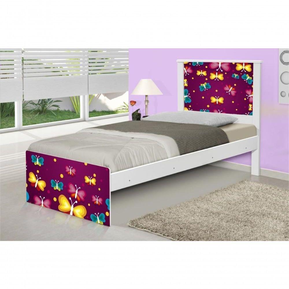 Cama Solteiro Adesivada Borboletas Com Colchão - 3
