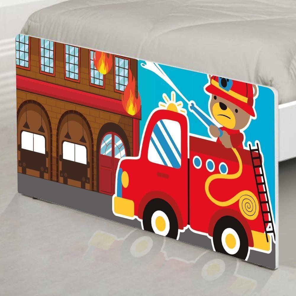 Cama Solteiro Adesivada Bombeiro Com Colchão - 5