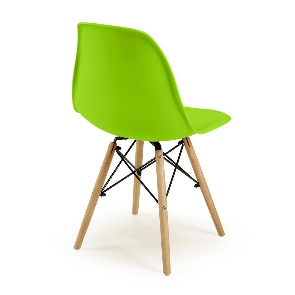 Conjunto 10 Cadeiras Charles Eames Eiffel Wood Base Madeira - Verde - 4