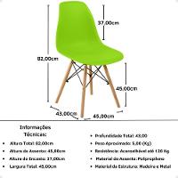 Conjunto 10 Cadeiras Charles Eames Eiffel Wood Base Madeira - Verde - 5