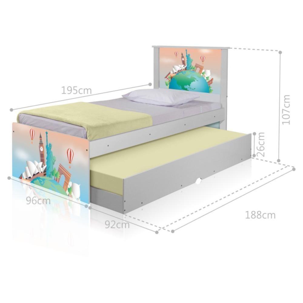Bicama Juvenil Adesivada Volta Ao Mundo Com Colchões - 2