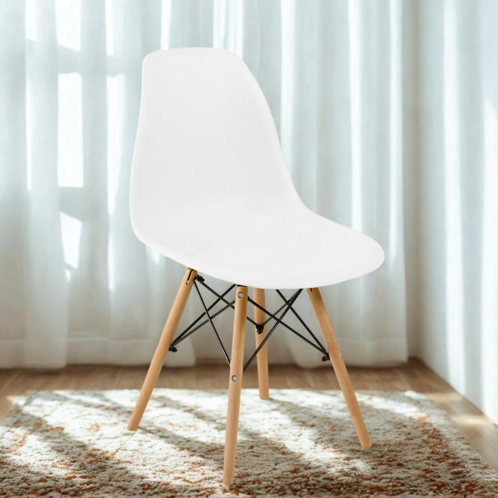 Conjunto 20 Cadeiras Charles Eames Eiffel Wood Base Madeira - Branca - 2