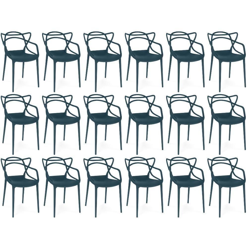 Kit 18 Cadeiras De Jantar Allegra Design Empilhável - Azul Marinho - 1