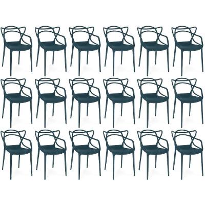 Kit 18 Cadeiras De Jantar Allegra Design Empilhável - Azul Marinho