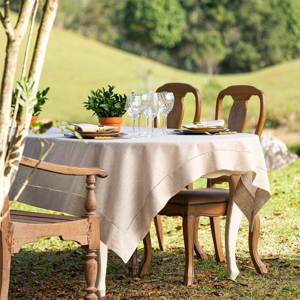 Toalha De Mesa Copa E Cia Miami Natural - Quadrada 8 Lugares - 220 X 220 Cm - 2