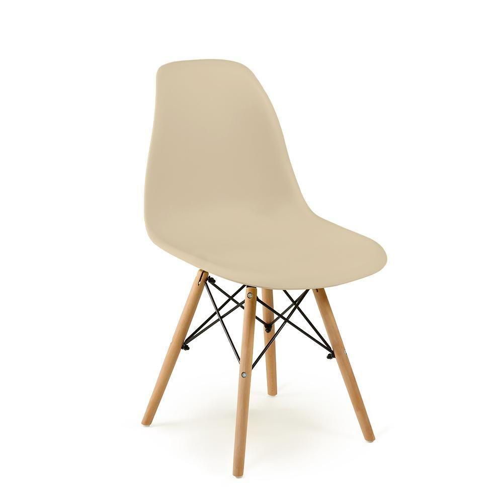 Conjunto 10 Cadeiras Charles Eames Eiffel Wood Base Madeira - Nude - 3