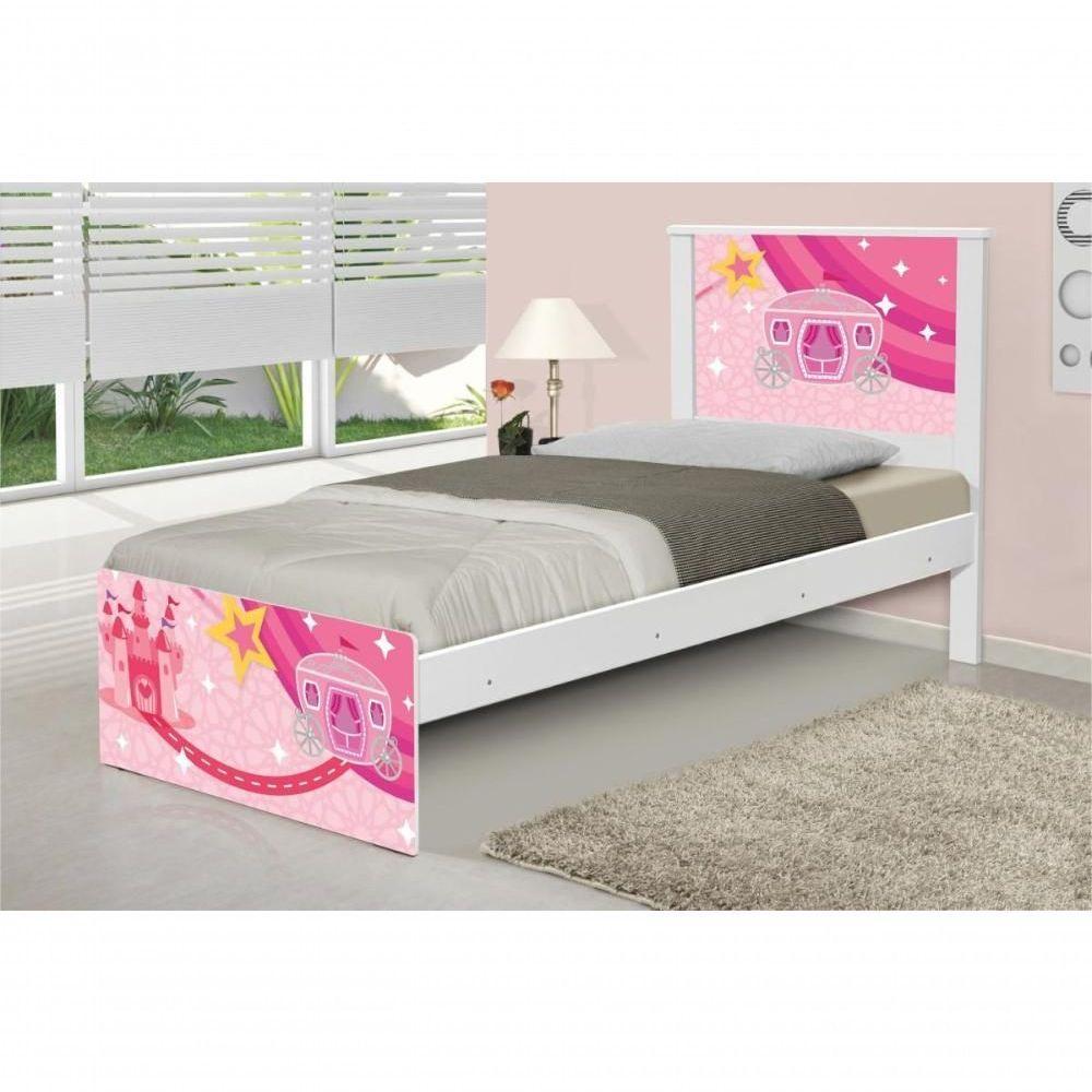 Cama Solteiro Adesivada Carruagem Castelo Com Colchão - 3