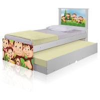 Bicama Juvenil Adesivada Safari Macaquinhos Com Colchões - 1