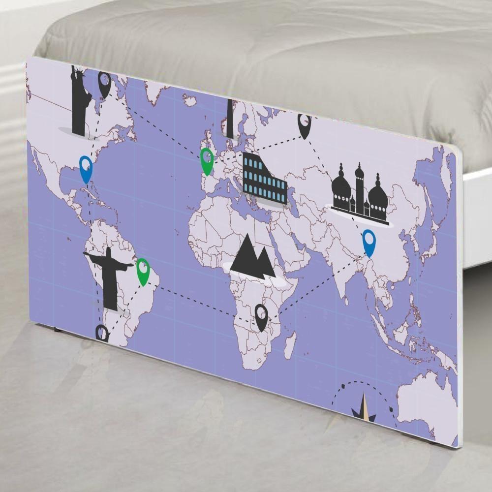 Cama Solteiro Adesivada Mapa Viagens Com Colchão - 3