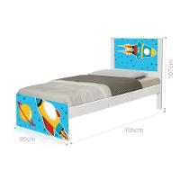 Cama Solteiro Adesivada Foguete Espacial Com Colchão - 2