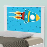 Cama Solteiro Adesivada Foguete Espacial Com Colchão