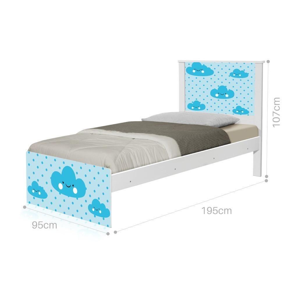 Cama Solteiro Adesivada Nuvem Menino Com Colchão - 2