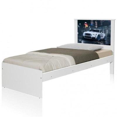 Cama Solteiro Com Cabeceira Carro Branco Potente