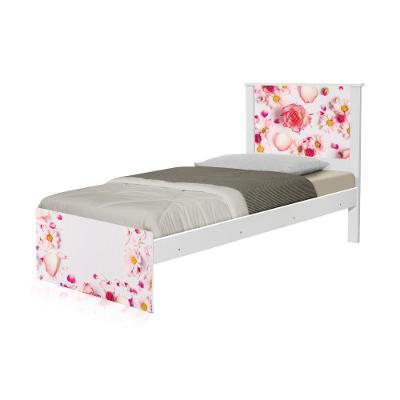 Cama Solteiro Adesivada Rosas Com Colchão